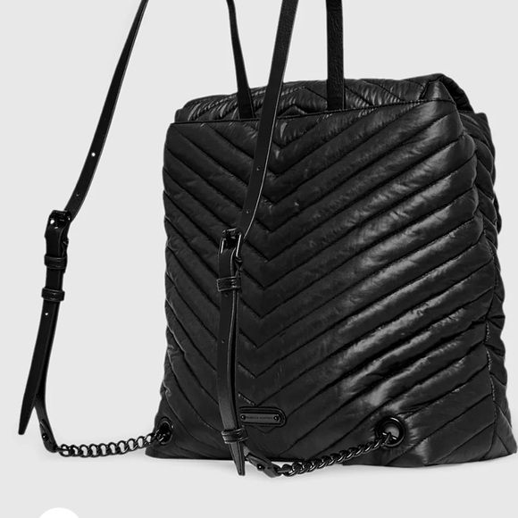 Rebecca Minkoff Edie Nylon Quilted Backpack – Black - Picture 3 of 12